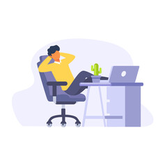 flat illustration of a freelancer relaxing , vector illustration
