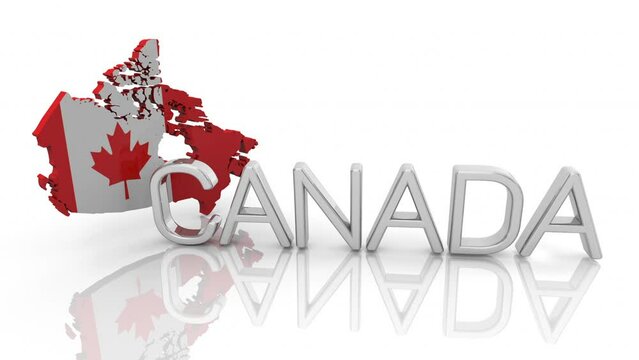 Canada Country Map Shape Flag Nation Name 3d Animation