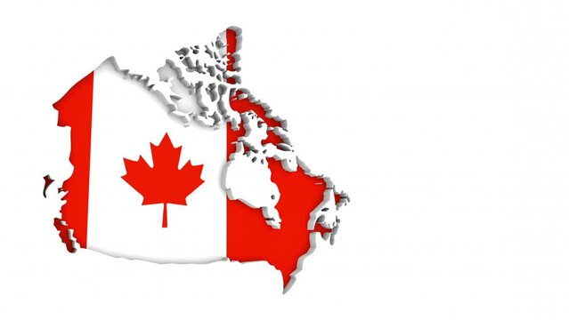 Canada Country Map Maple Leaf Flag Background 3d Animation