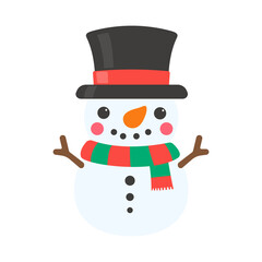 Snowman cartoon vector. Snowballs molded into Snowman. Decorate with winter sweaters for Christmas.