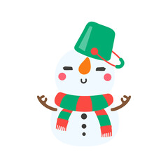 Snowman cartoon vector. Snowballs molded into Snowman. Decorate with winter sweaters for Christmas.