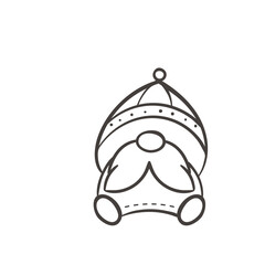 Line art Christmas gnomes design for coloring book isolated on a white background
