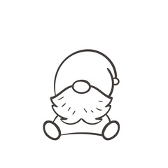 Line art Christmas gnomes design for coloring book isolated on a white background