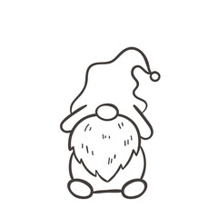 Line art Christmas gnomes design for coloring book isolated on a white background