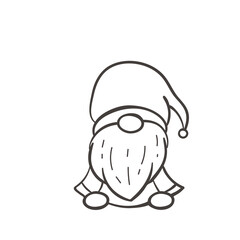 Fototapeta premium Line art Christmas gnomes design for coloring book isolated on a white background