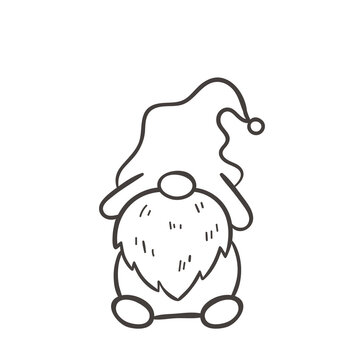 recommend clip art: Line art Christmas gnomes design for coloring book isolated on a white background