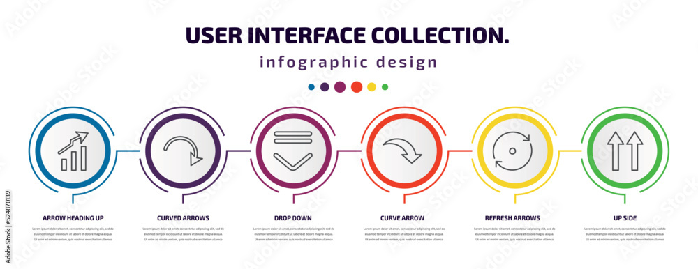 Poster user interface collection. infographic template with icons and 6 step or option. user interface coll