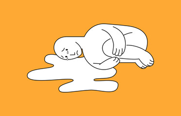 Mental health , illness ,brain development and medical treatment  concept.Man sit and cry..