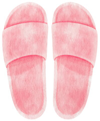 Pink Sandals watercolor illustration for Summer Decorative Element - obrazy, fototapety, plakaty