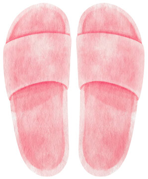 Pink Sandals watercolor illustration for Summer Decorative Element