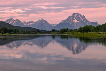Fototapeta premium Scenic Reflection Landscape at Sunrise in Grand Teton National Park Wyoming in Summer