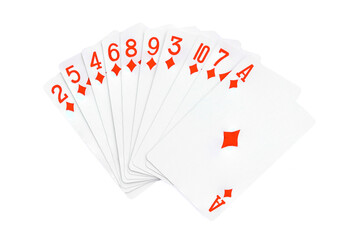 Royal Flush playing cards on a white background.