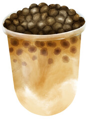 Bubble Milk Tea watercolor illustration
