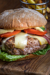 cheeseburger with fries