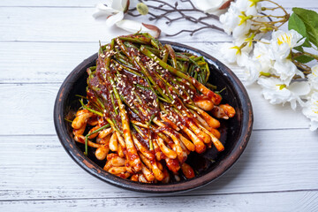 Korean traditional food green onion kimchi