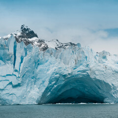 Fototapeta na wymiar Lemaire strait coastal landscape, mountains and icebergs, Antarctic Peninsula, Antartica.