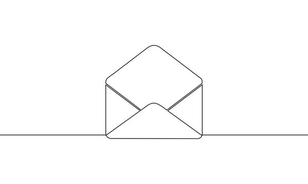 recommend clip art: Continuous line drawing of envelope, business growth, object one line, single line art, vector illustration