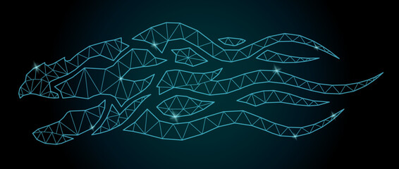 Cosmic low poly art with shiny monster head