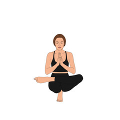 PNG Half Lotus Toe Balance Pose / Padangustha Padma Utkatasan. Woman portait in white yoga suit practicing doing yoga without background. Yoga asana fashion illustration painting poster.