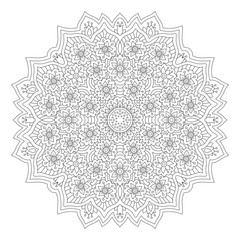 Line art for coloring book with floral pattern