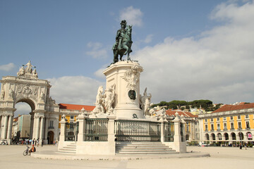 Fototapeta na wymiar Statue of José 1. in Lisbon on Praça do Comércio