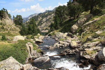 Rio descendiendo por las montañas de los Pirineos