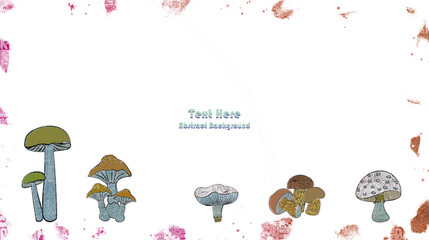 Vector botanical wall arts, with mushrooms. Minimalistic and natural. Mushrooms and line arts design. Sample text area included.