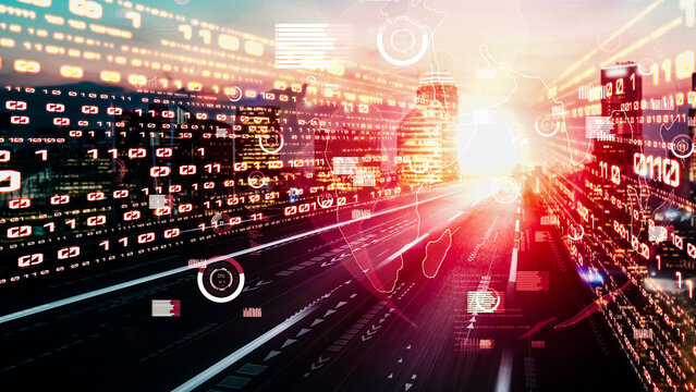 Business data analytic with tacit intelligent software making marketing strategy . Concept of smart digital transformation and technology disruption that changes global trends in new information era .