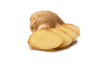 Ginger root isolated on white background.