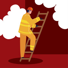 firefighter in stair