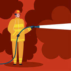 firefighter using hose