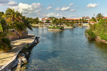 Paradisiac residential area in Riviera Maya, Mexico.