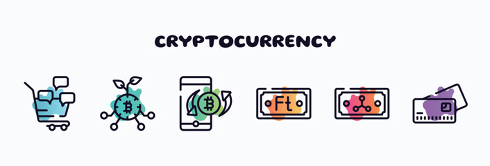 cryptocurrency outline icons set. thin line icons such as checkbook, flowchart, puncher, firewall, rudder, white paper icon collection. can be used web and mobile.