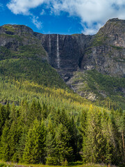 big beautiful waterfall in Hemsedal in Norway
