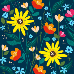 Fototapeta na wymiar Cute, elegant floral pattern. Seamless pattern, texture. Vector illustration