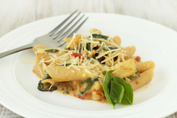 Gluten Free Meal Pasta On Plate With Cheese