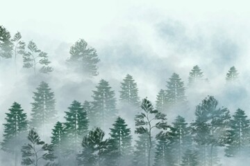 winter forest in the fog background 