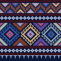 Tribal, ethnic, geometric pattern, seamless, printed fabric, print, fabric printing, Indian, Thai pattern, Thai fabric, sarong fabric