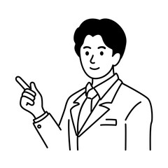 businessman talking about get great idea. creative concept. isolated vector illustration outline hand drawn doodle line art cartoon design character.