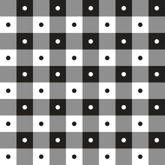 Cute Polka Dot Circle Geometric Sweet Element Black White Grey BW Checkered Gingham Pattern Cartoon Illustration, Mat, Fabric, Textile, Scarf, Wrapping Paper