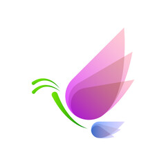 Abstract Minimatistic Gradient Butterfly Wings Fly Insect Logotype Symbol Sign Symbol Vector Design Style Icon Template Concept