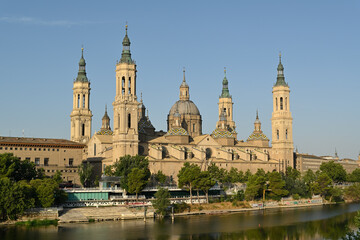 Obraz na płótnie Canvas Zaragoza, Spain - August 11, 2022: Cathedral-Basilica of Our Lady of the Pillar