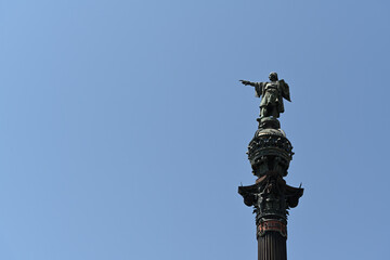 Fototapeta na wymiar Barcelona, Spain - August 12, 2022: Columbus Monument, statue