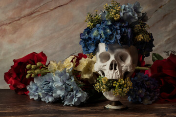 skull and flower, halloween background