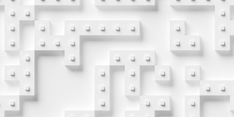 Random brick shaped white cube boxes or block background wallpaper banner template