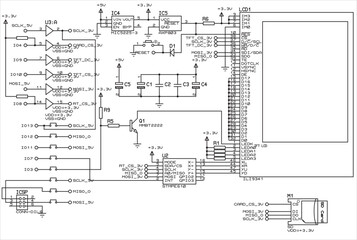 Vector schematic diagram of an electronic device
for displaying information from an SD memory card to a TFT display.
Drawing of a digital device in a1 format.
