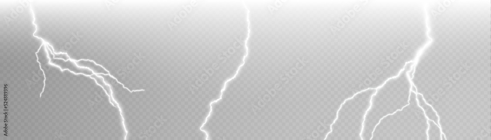Poster glowing lightning. thunderstorm. the effect of a powerful electric discharge. realistic thunderstorm