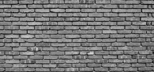 Abstract Black brick wall texture for pattern background. wide panorama picture.