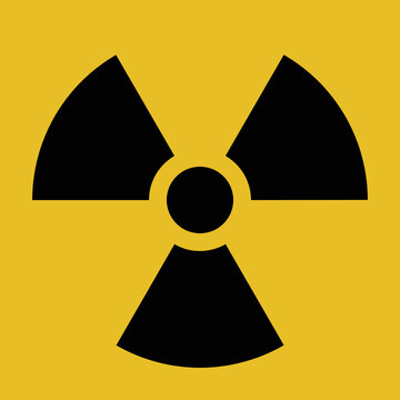 Vector radioactivity trefoil warning symbol. Black and yellow sign warning of the danger of radiation. Ionizing radiation image.