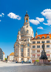 Historic Church of our Lady (Frauenkirche) on the Neumarkt square in Dresden, Germany - obrazy, fototapety, plakaty